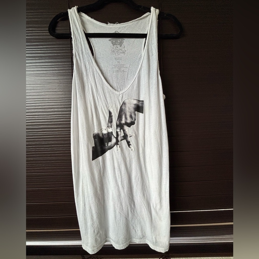 White Graphic Tank Top